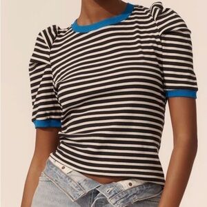 Maeve Puff-Sleeve Striped Top